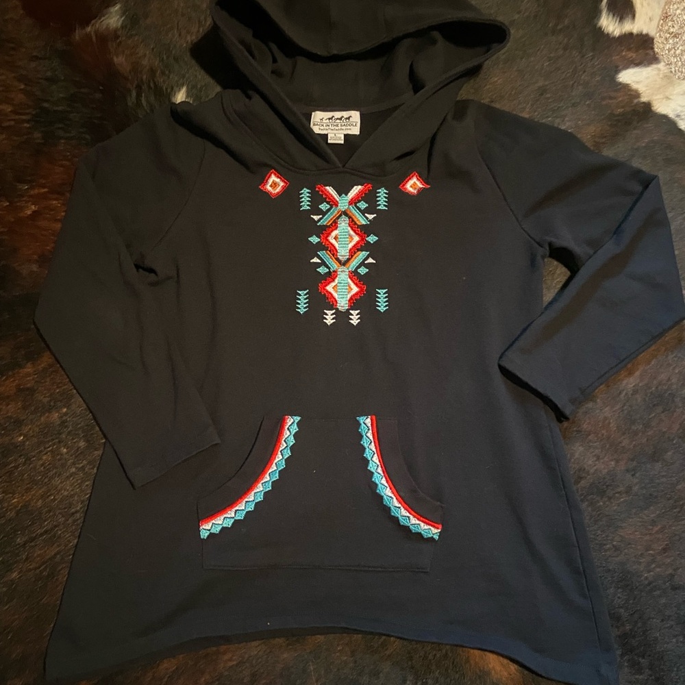 Black Embroidered Women's Hoodie